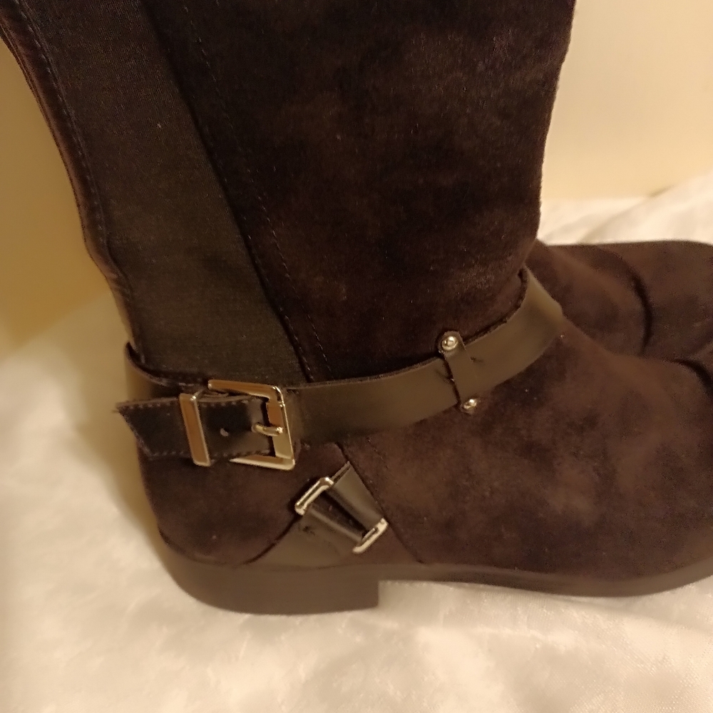 Bar III Dolly 3 knee high black suede like boots size 8.5 western style - Picture 7 of 7